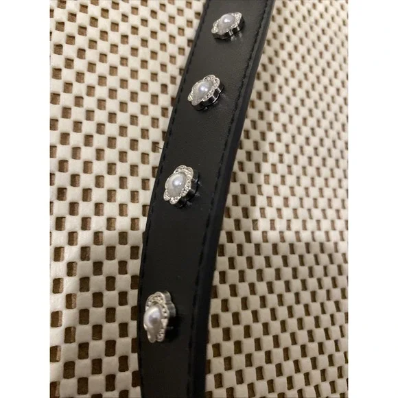 Steve Madden Faux Leather Belt‎ Womens Medium Black Bling NWT Only 1 - Picture 4 of 6